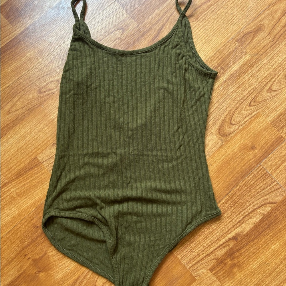 Out from Under Olive Green Ribbed Bodysuit